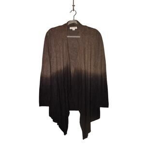 BAREFOOT DREAMS $125 CozyChic Lite Island Wrap Cardigan Taupe Black Ombre Large